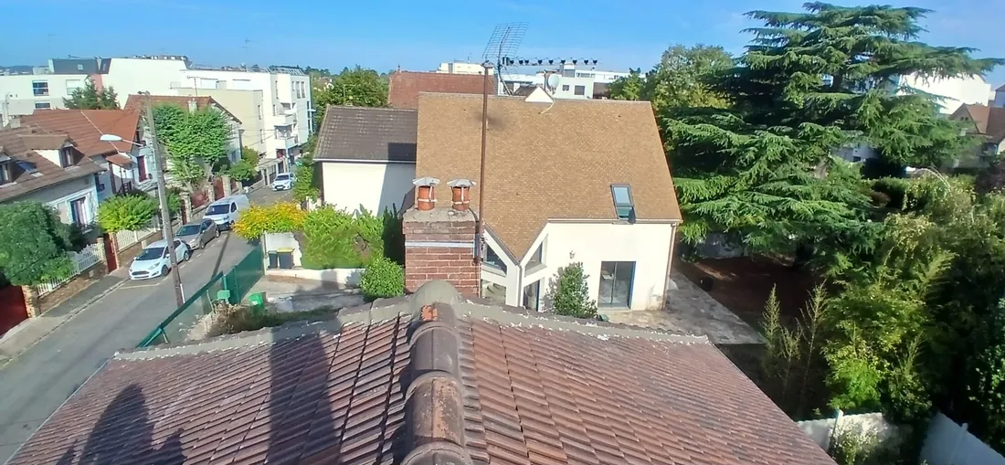 Vue depuis le toit pendant un chantier à Longjumeau